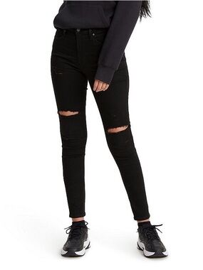 Levi's Black 720 Ripped High-Rise Super Skinny Jeans - Womens